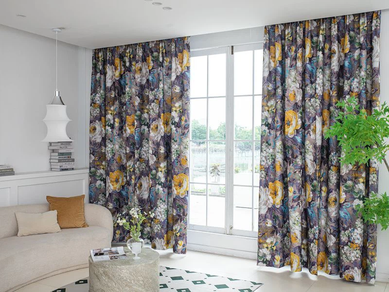 Prosas lina aizkaru audums ar tintes apdruku